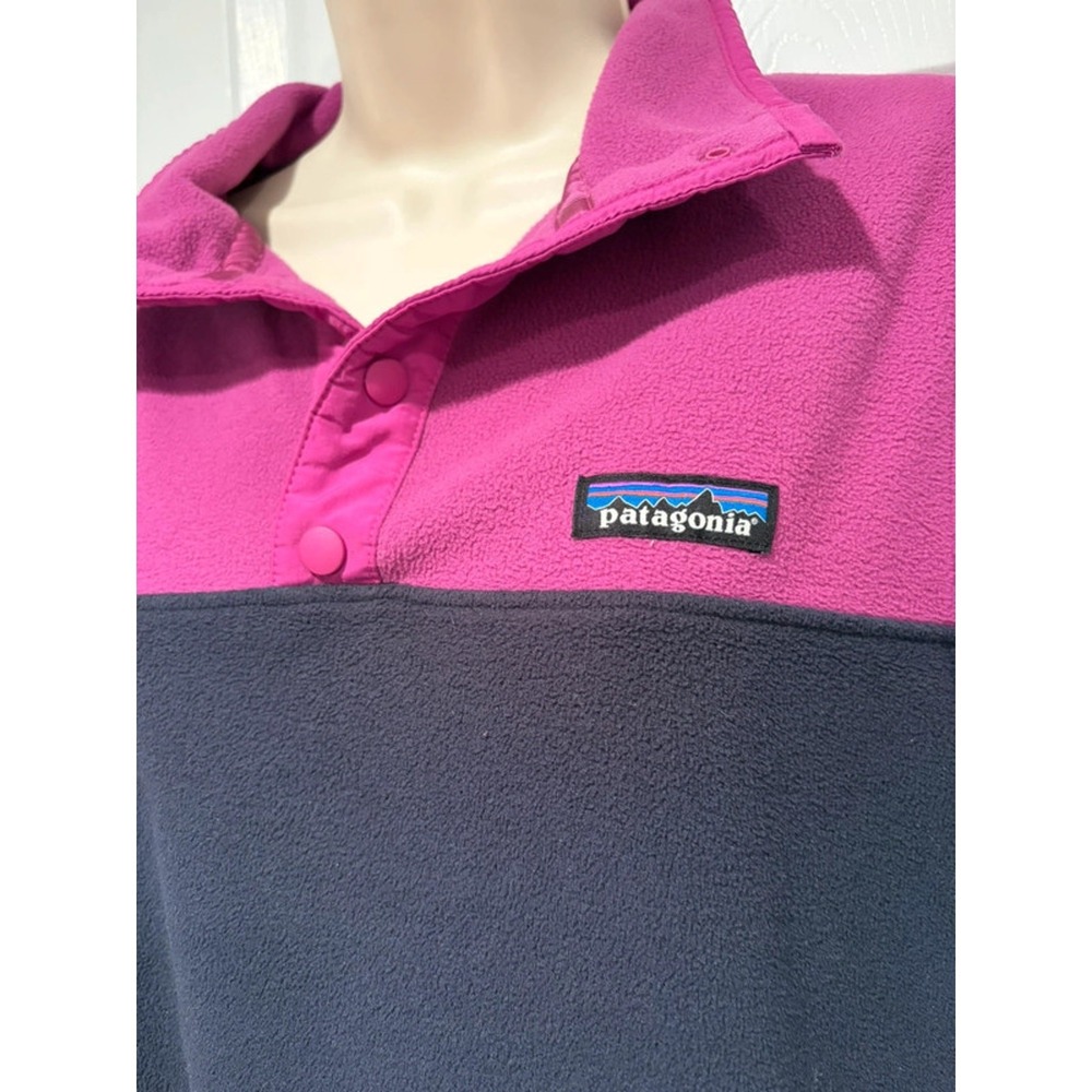 Patagonia Synchilla Snap T Pullover Pink Navy Womens M Fleece 26020